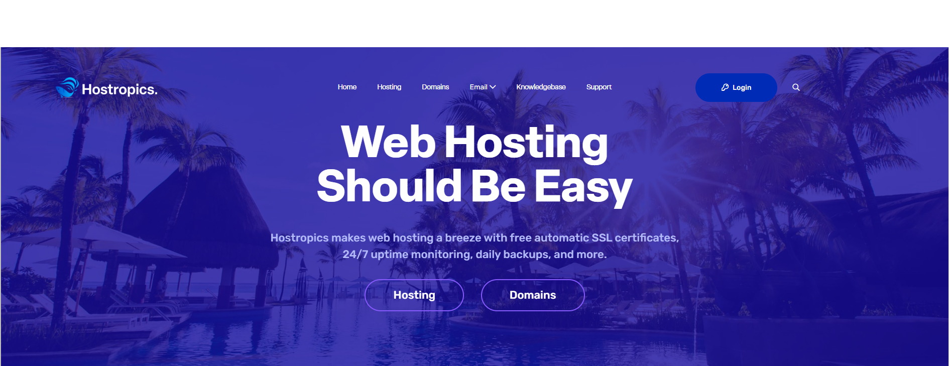Hostropics makes web hosting a breeze with free automatic SSL certificates, 24/7 uptime monitoring, daily backups, and more.